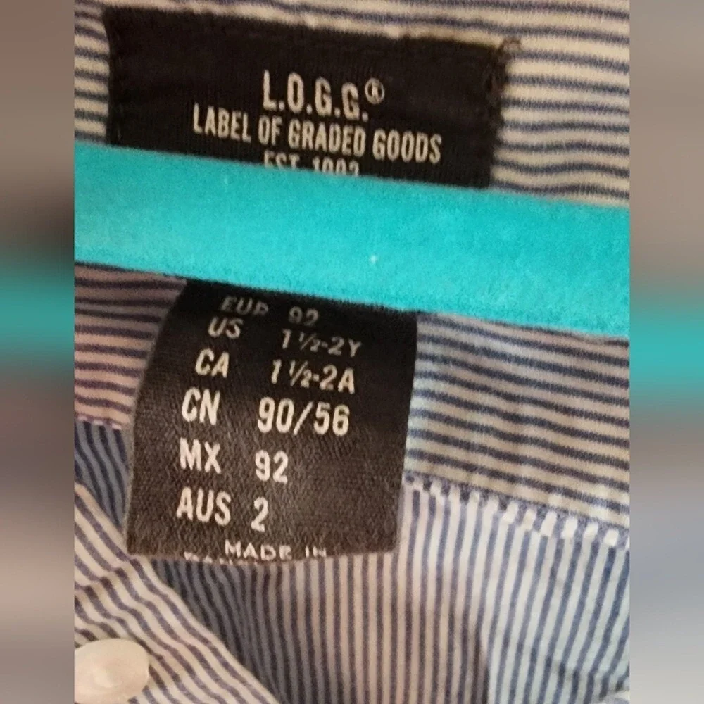 Oshkosh‎ Blue And White Striped Shirt Baby Boy Size 1.5 To 2